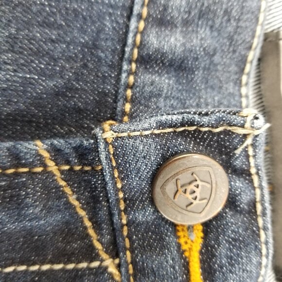 Ariat Rebar M4 Low Rise Boot Men's 38x30 Dark Wash Denim Western Blue Jeans - Picture 9 of 10